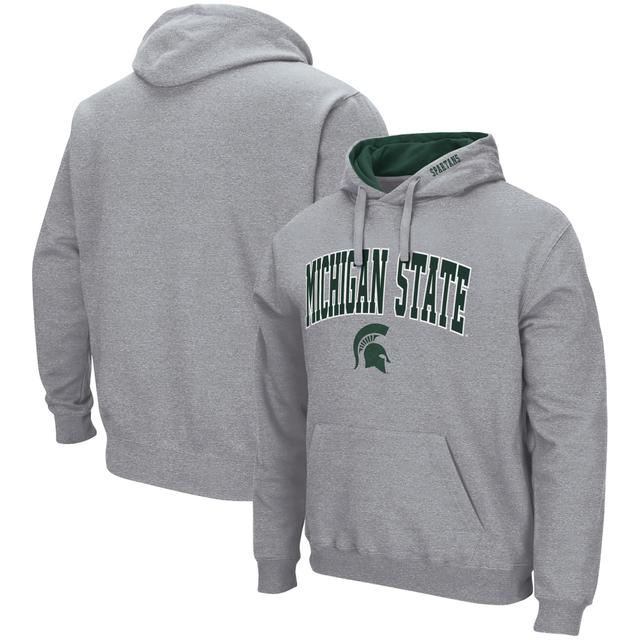 Mens Colosseum Heather Gray Michigan State Spartans Arch & Logo 3.0 Pullover Hoodie Product Image