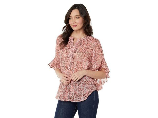 Vince Camuto Pin Tuck Flutter Sleeve Blouse (Fresh ) Women's Clothing Product Image