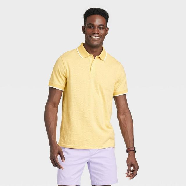 Mens Standard Fit Short Sleeve Collared Polo Shirt - Goodfellow & Co Wheat XL Product Image