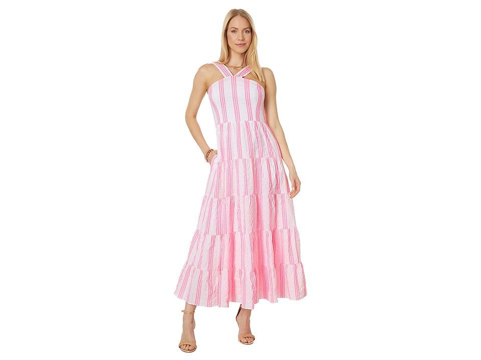 Lilly Pulitzer Jenette Striped Halter Maxi (Havana Sails and Stripes Seersucker) Women's Clothing Product Image