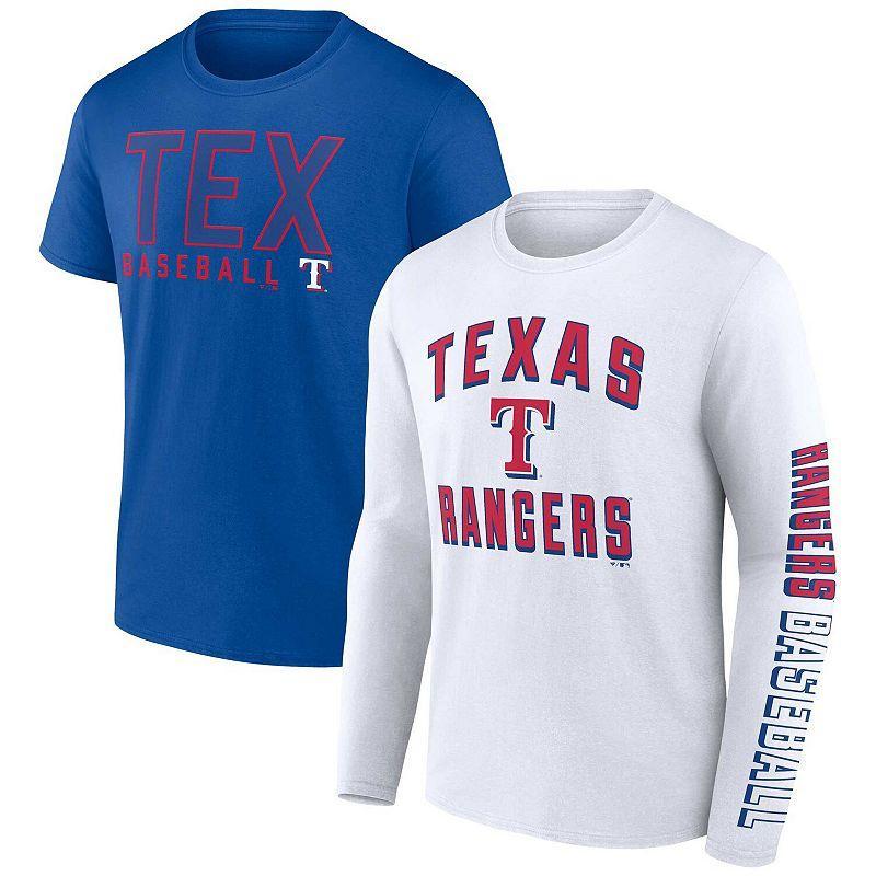 Mens Fanatics Branded Royal/White Texas Rangers Two-Pack Combo T-Shirt Set Blue Product Image