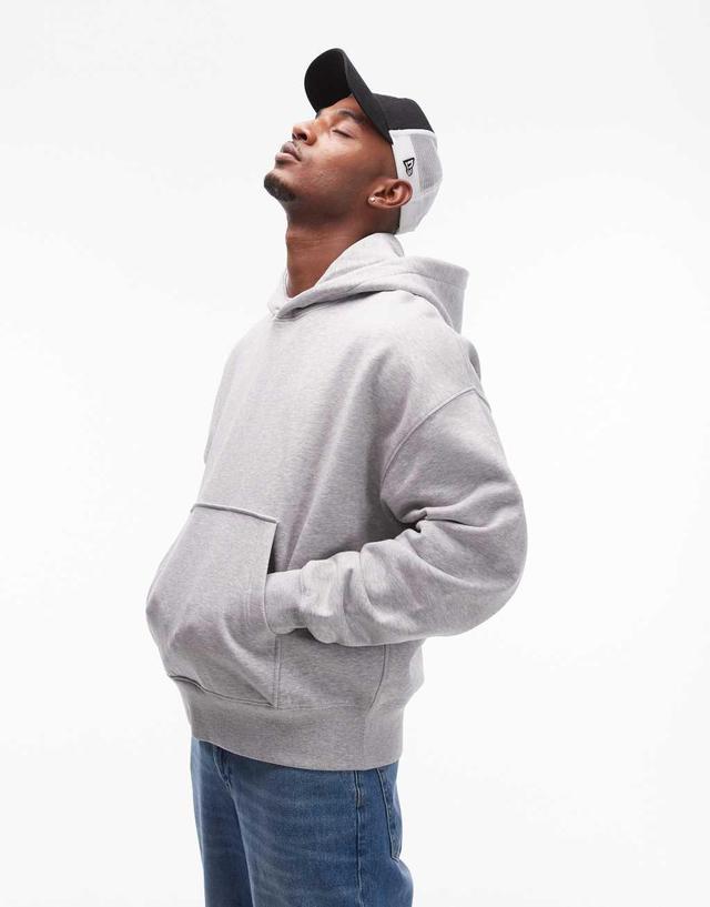 Topman premium heavyweight oversized hoodie in gray heather Product Image