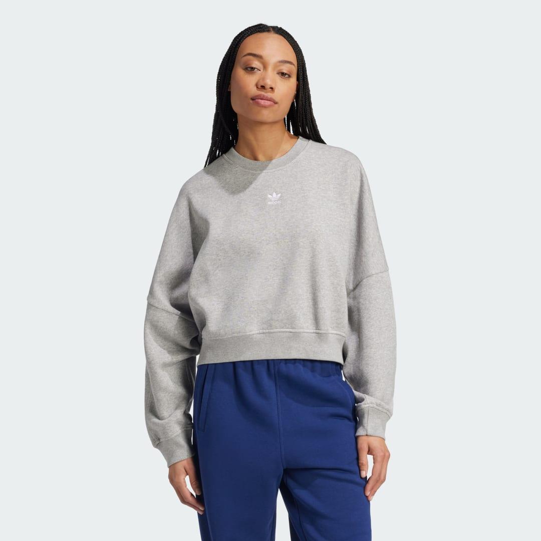 adidas Essentials Crew Fleece Sweatshirt Wonder White 2XS Womens Product Image