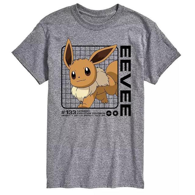 Big & Tall Pokemon Eevees Stats Graphic Tee, Mens Med Grey Product Image