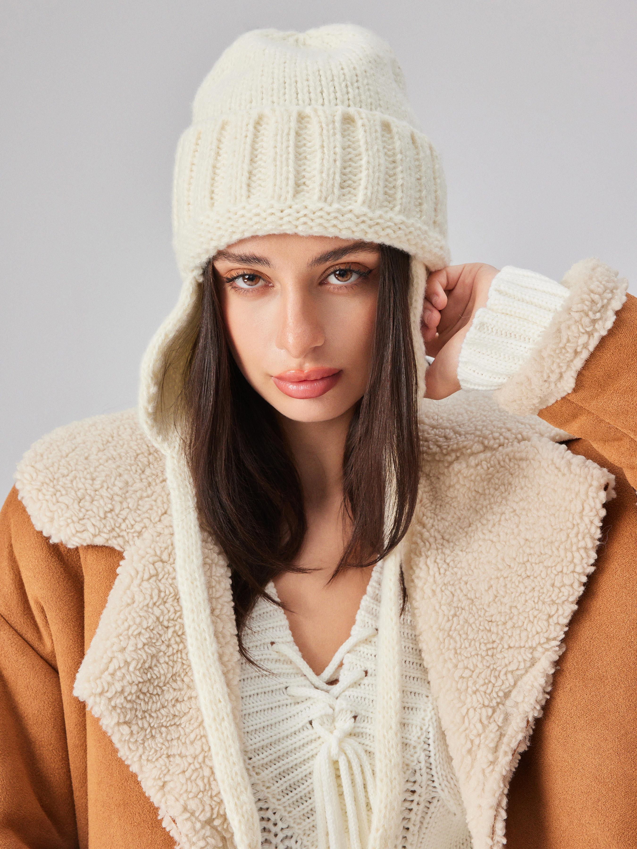 SOLID KNITTED TRAPPER HAT product image