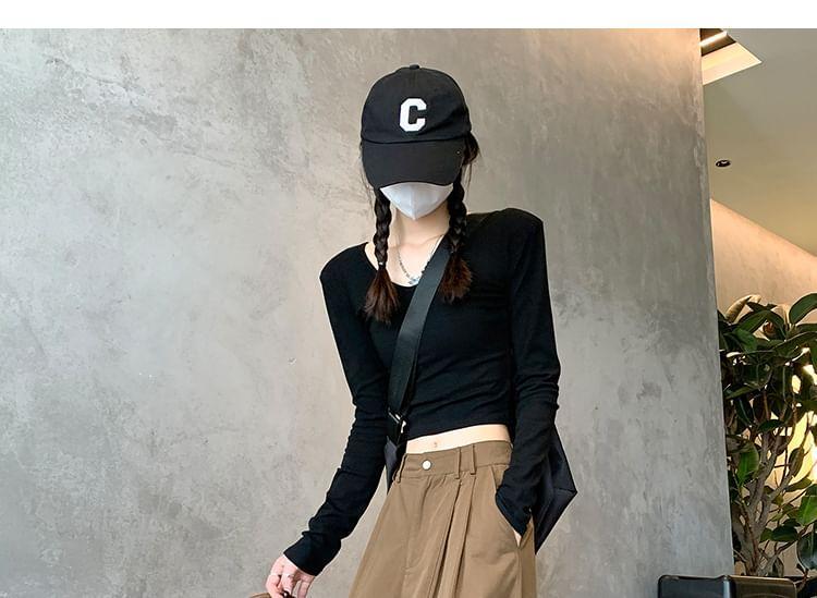 High Rise Plain Pleated Wide Leg Pants Product Image