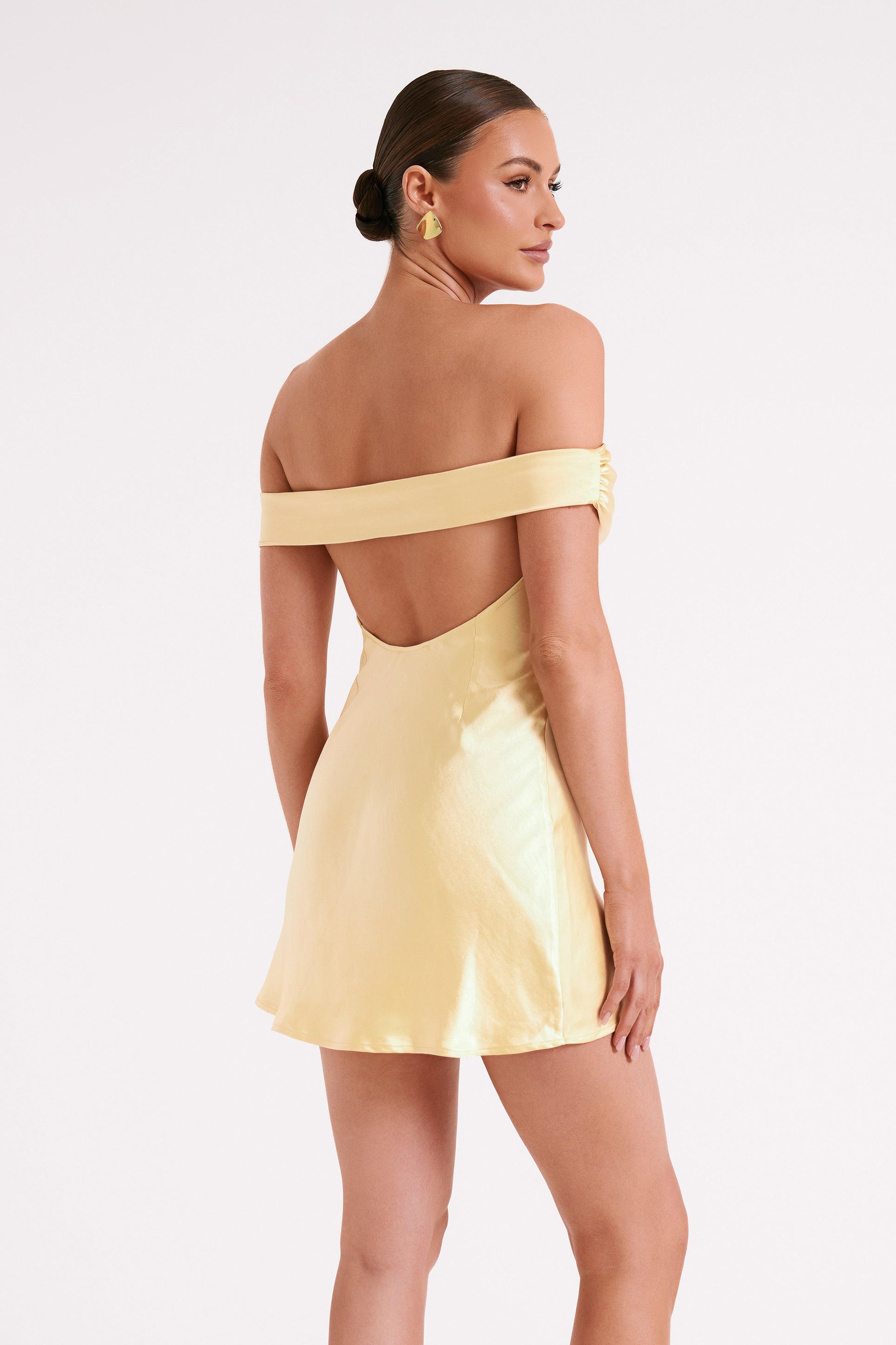 Cher Satin Strapless Mini Dress - Butter Product Image