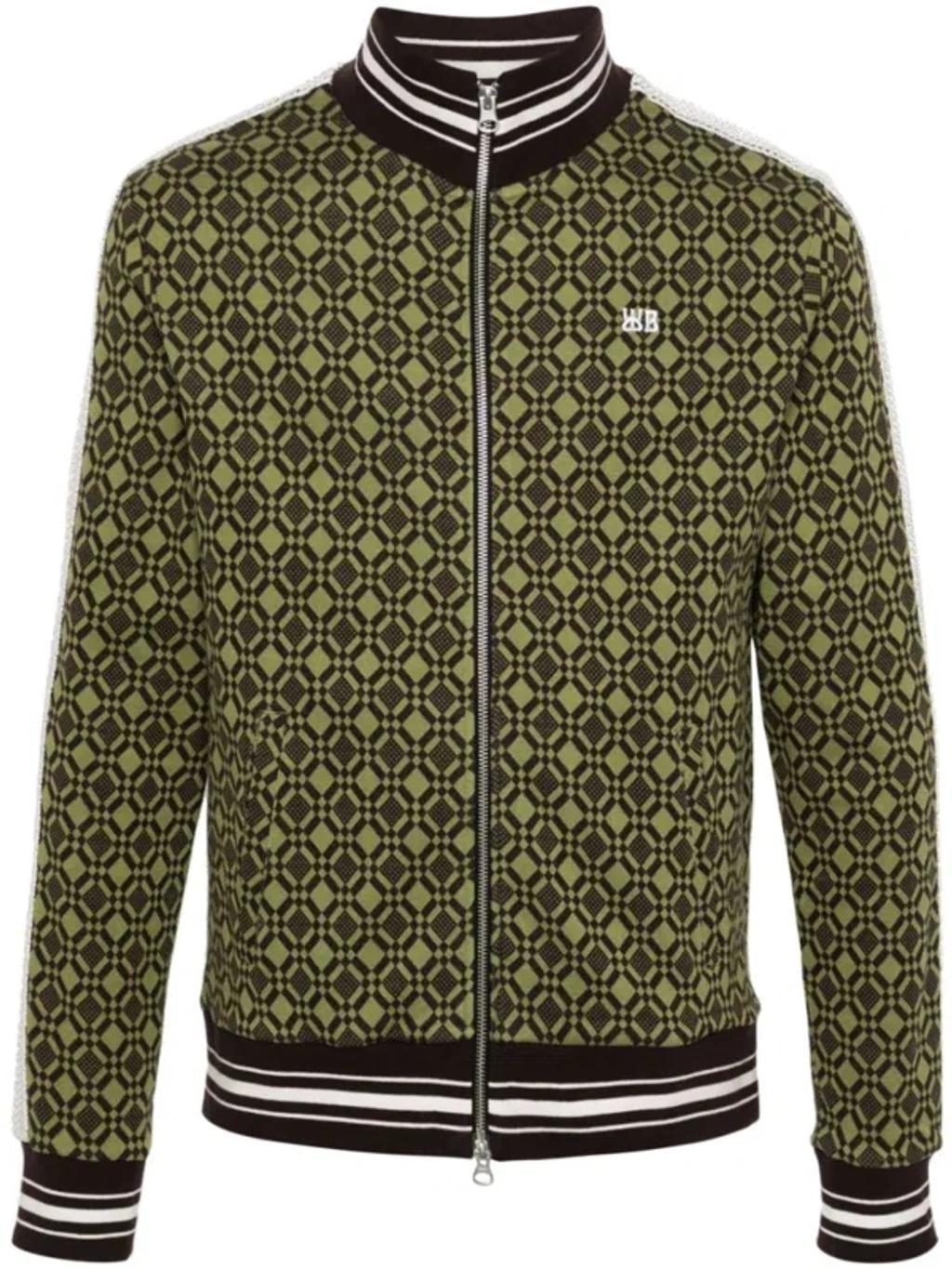 WALES BONNER Power Track Top Cotton Jacquard Olive Dark Brown In Green Product Image