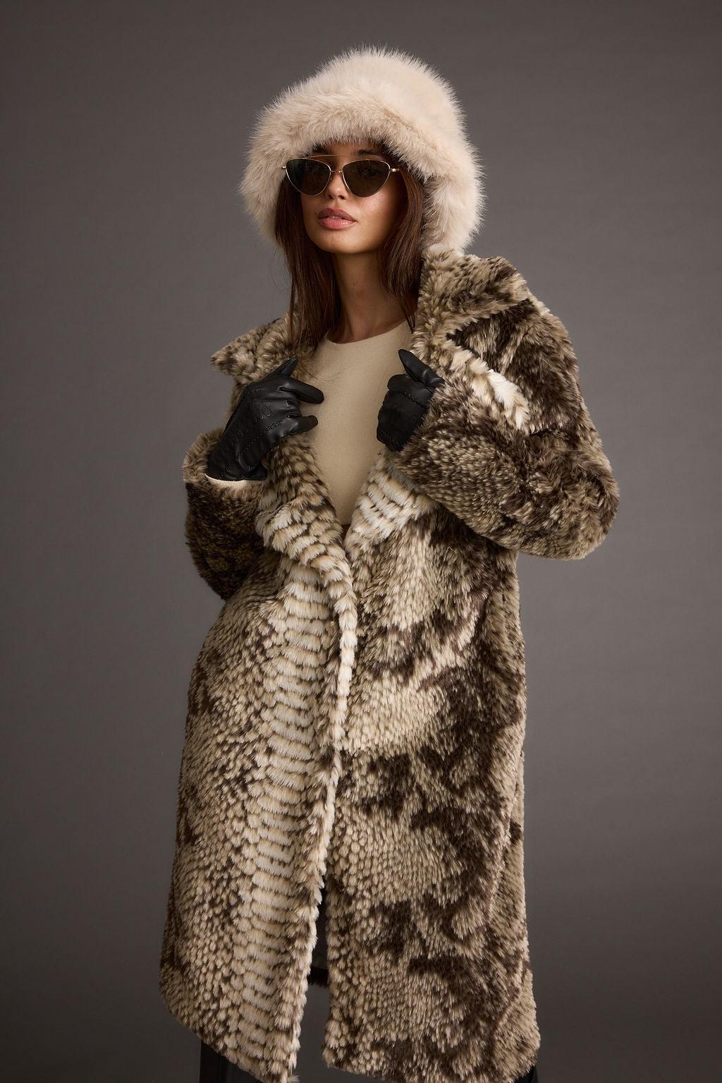 Vivienne Grey Snake Faux Fur Jacket Product Image