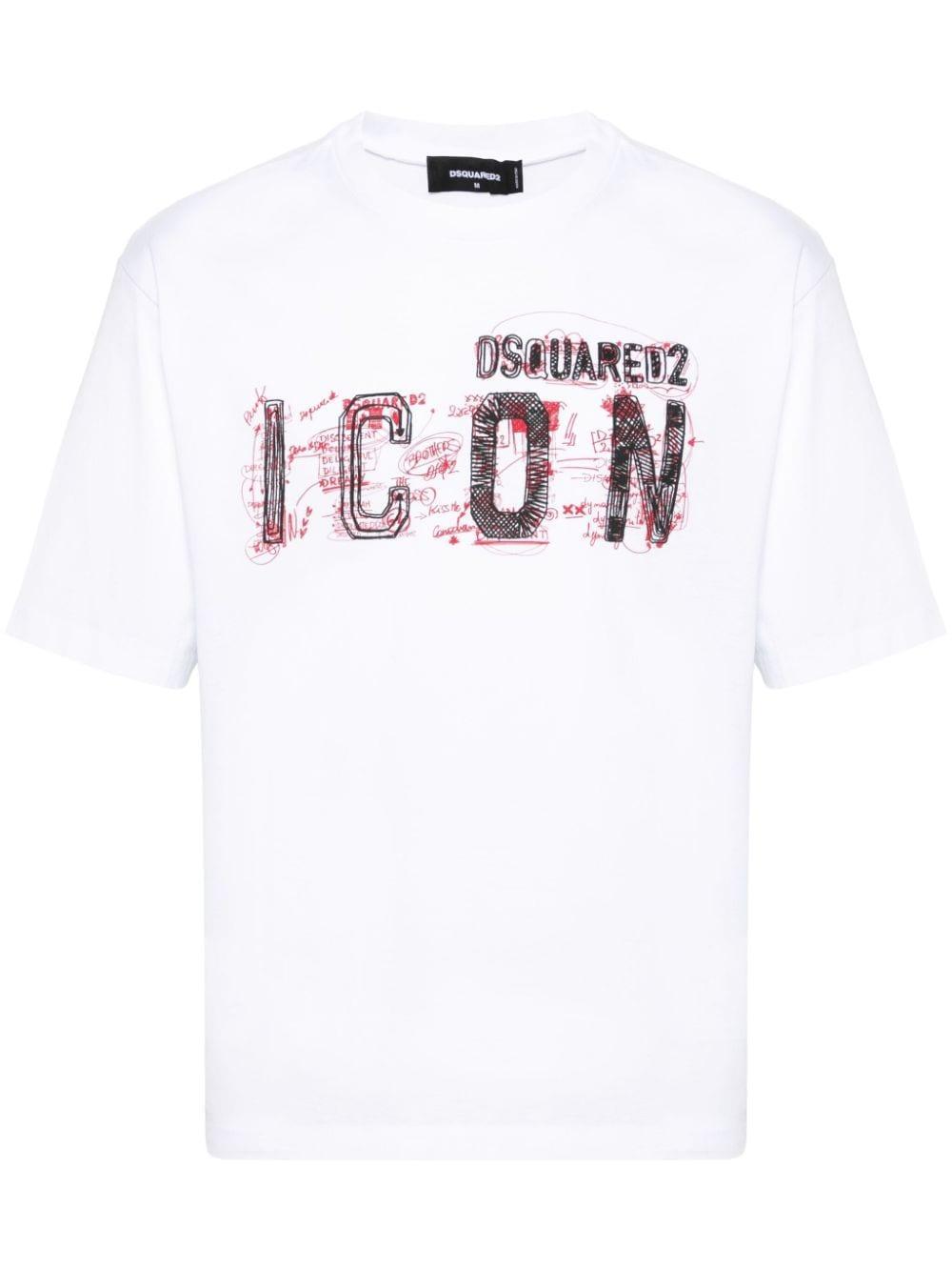 DSQUARED2 Be Icon Cotton T-shirt In Weiss Product Image