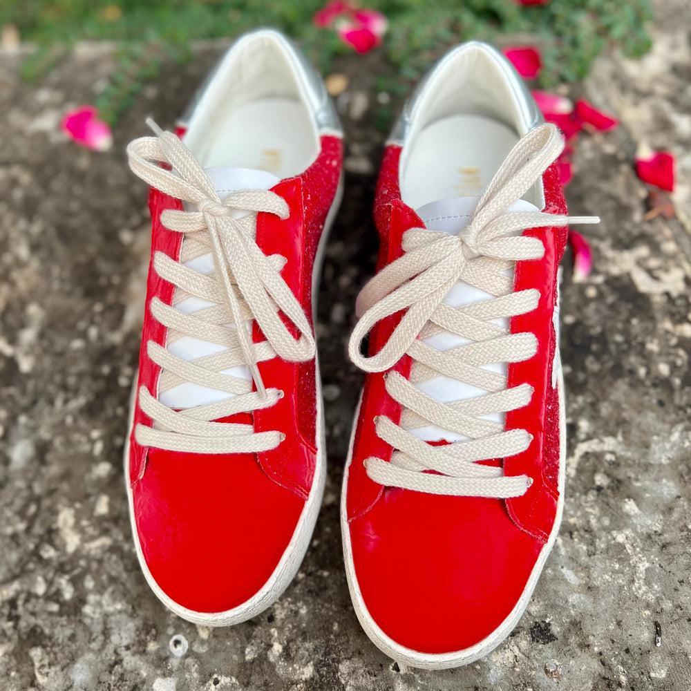 Red Glazed Star Sneakers Product Image