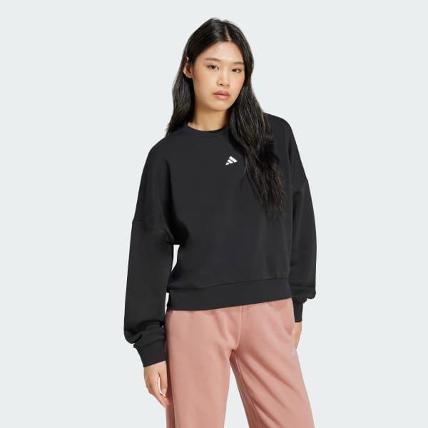 adidas Essentials Small Logo Feelcozy Sweatshirt Black 2XL Womens Product Image