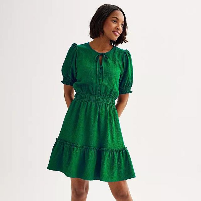 Womens Draper James Puff Sleeve Fit & Flare Mini Dress Product Image