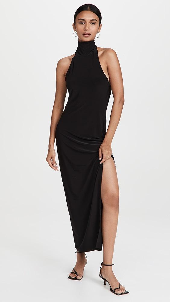 Norma Kamali Halter Turtle Side Slit Gown | Shopbop Product Image