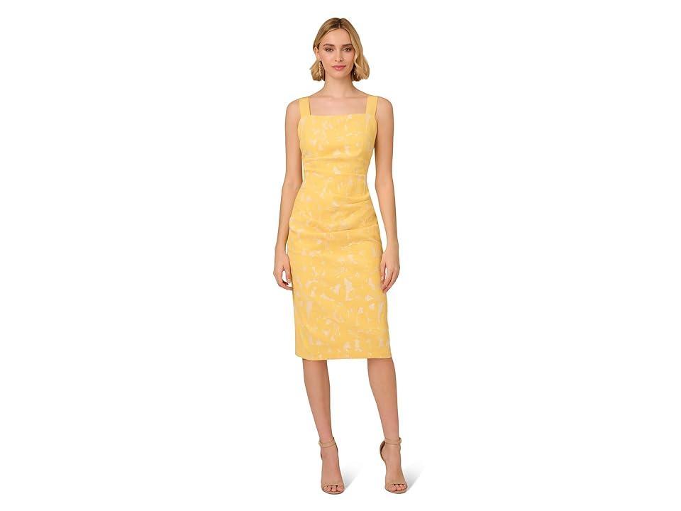 Adrianna Papell Hibiscus Jacquard Tucked Dress (Sun) Women's Dress Product Image