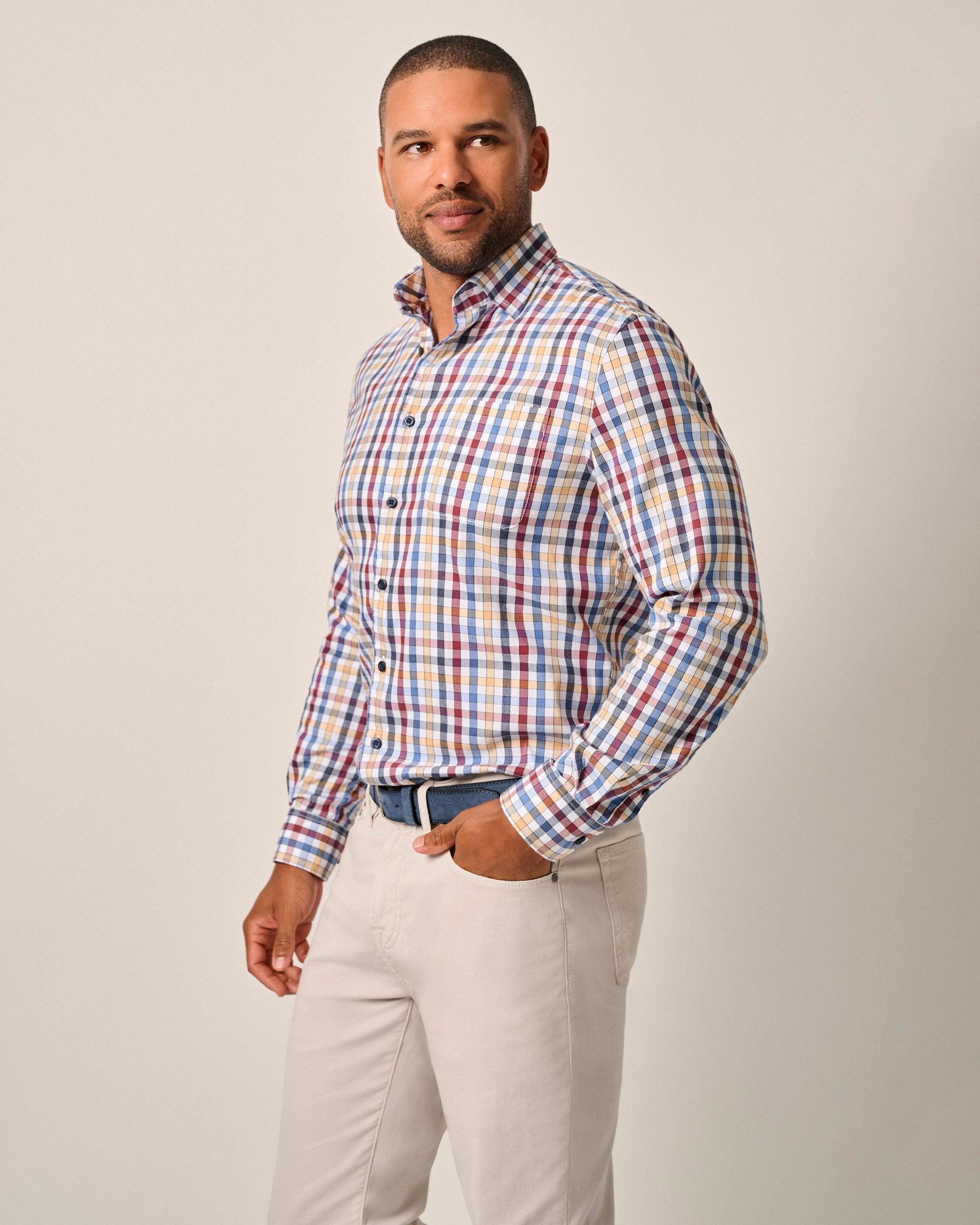 Tucked Cotton Blend Button Up Shirt - Dartmouth Male Product Image