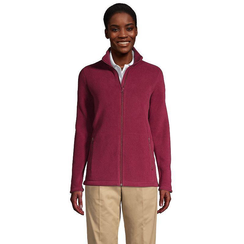 Womens Lands End Full-Zip Long Sleeve Fleece Jacket Red Product Image