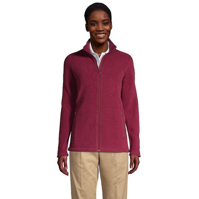 Womens Lands End Full-Zip Long Sleeve Fleece Jacket Red Product Image