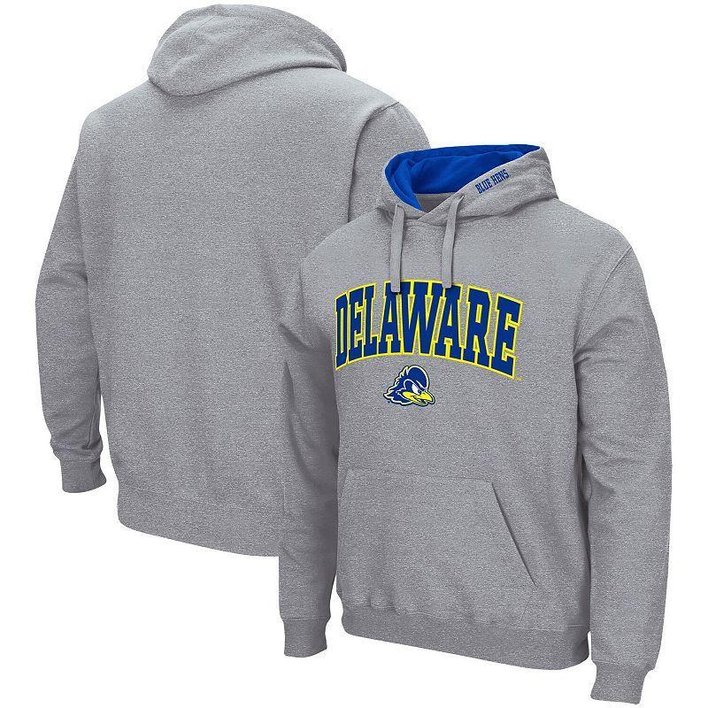 Mens Colosseum Heathered Gray Delaware Fightin Blue Hens Arch & Logo 3.0 Pullover Hoodie Product Image