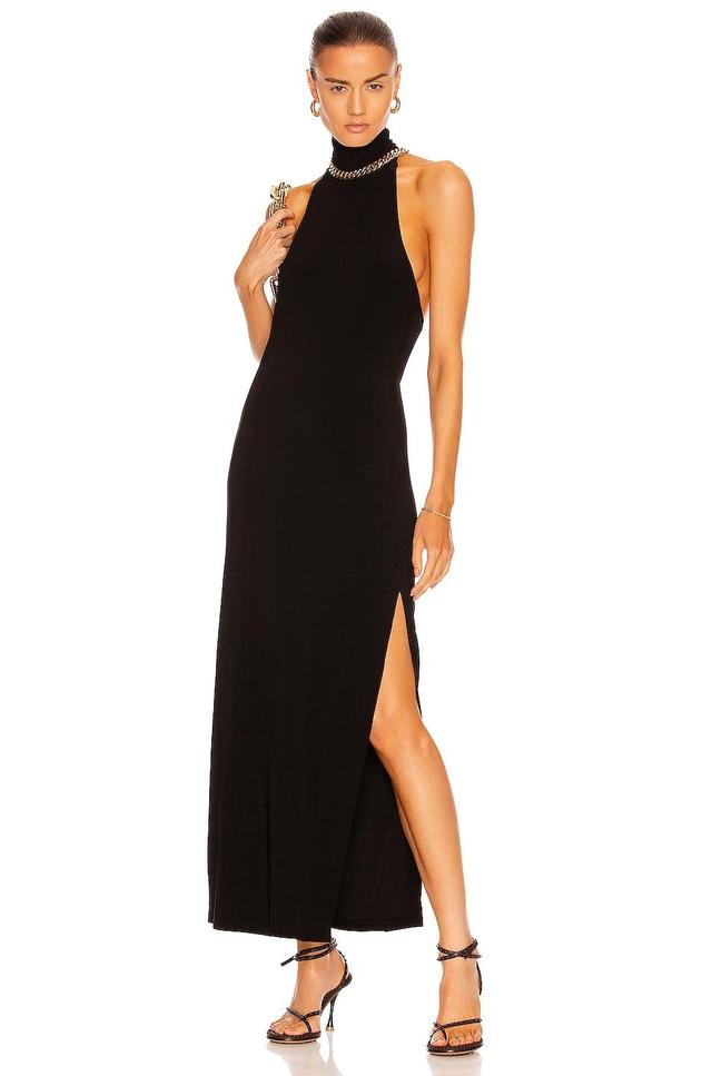 Womens Halter Turtleneck Slit Gown Product Image