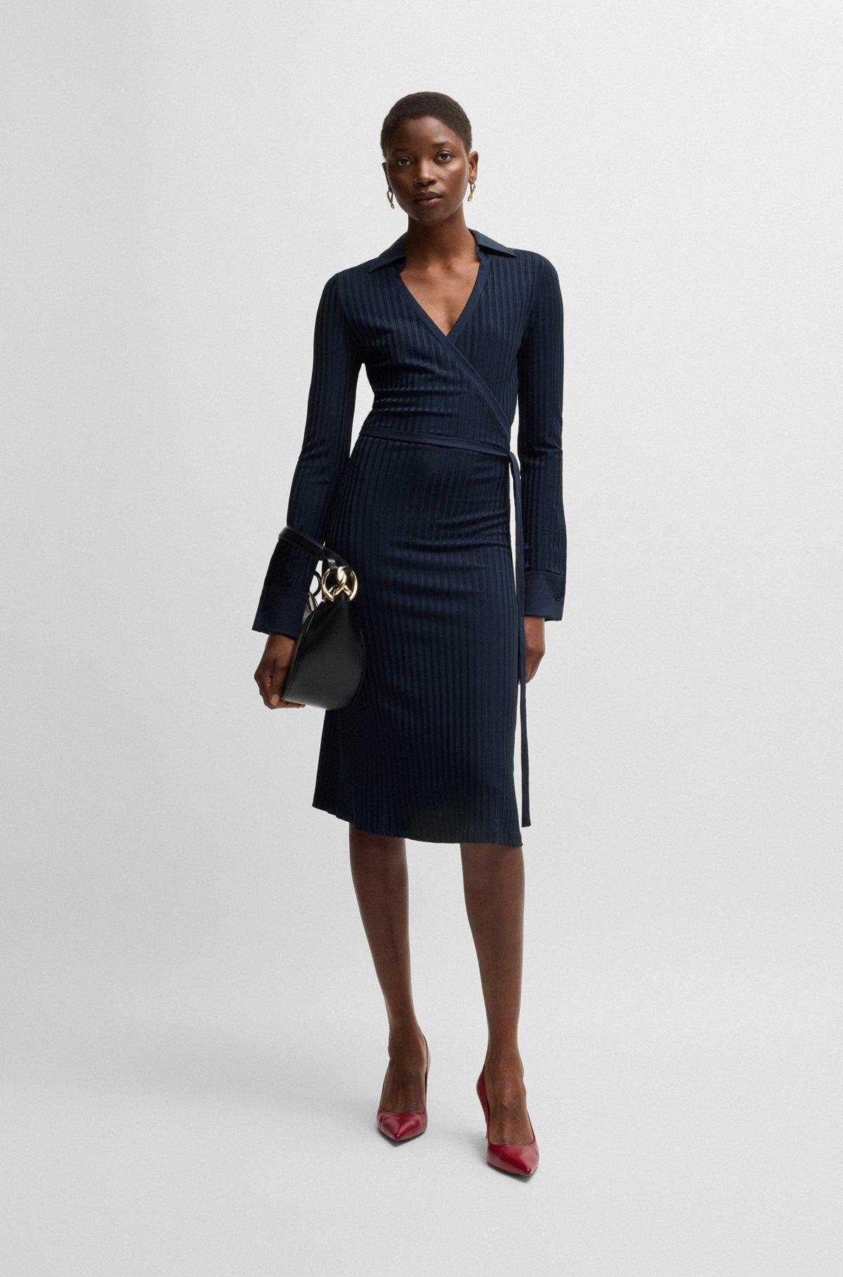 Wrap dress in lustrous ribbed jersey Product Image