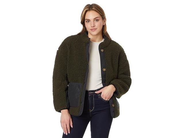 Lucky Brand Reversible Mixed Media Faux Shearling Jacket (Olive Multi) Women's Vest Product Image