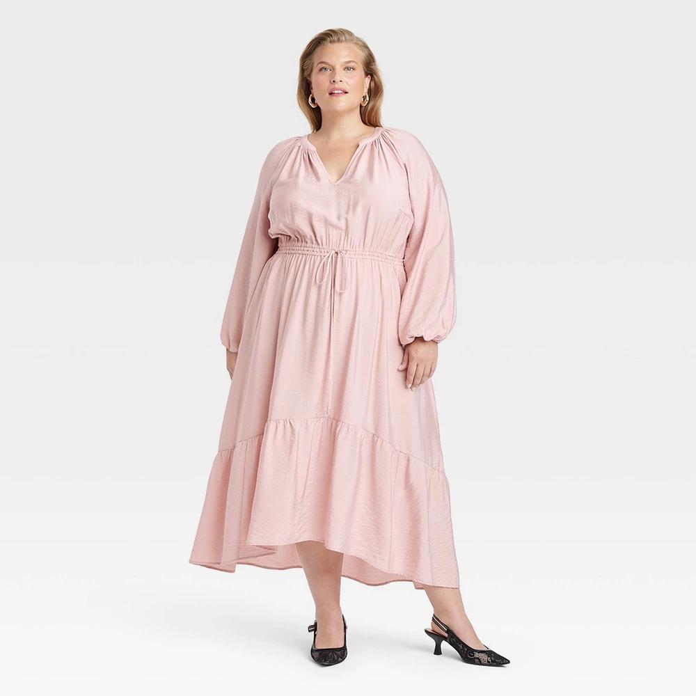 Womens Balloon Long Sleeve Tiered Midi Dress - A New Day 2X Product Image