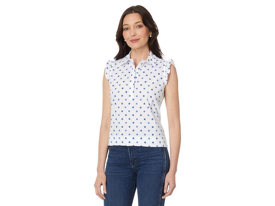 Tommy Hilfiger Womens Cotton Dot-Print Ruffled-Trim Top Product Image