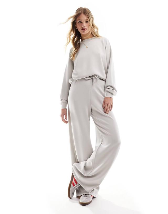 Stradivarius soft touch wide leg sweatpants in ice - part of a set Product Image