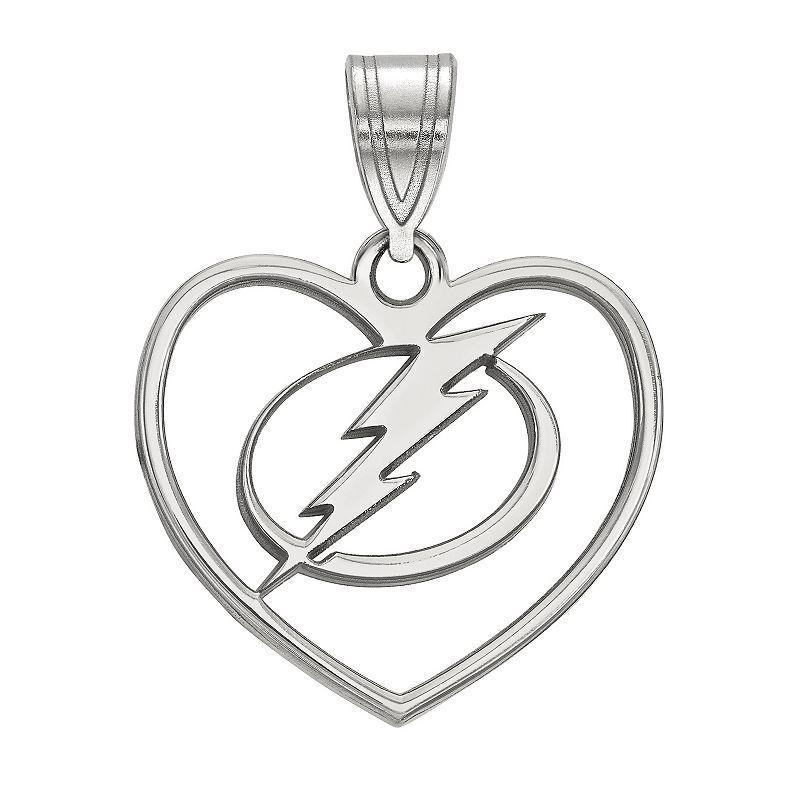 LogoArt Sterling Silver Tampa Bay Lightning Heart Pendant, Womens, Gold Over Sterling Product Image