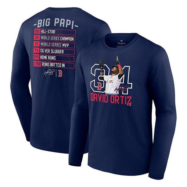 Mens Fanatics Branded David Ortiz Boston Red Sox Stats Resume Long Sleeve T-Shirt Blue Product Image