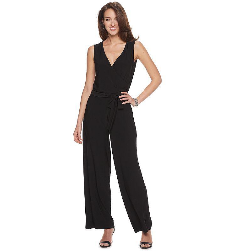 Womens Nina Leonard Surplice Wide-Leg Jumpsuit Product Image