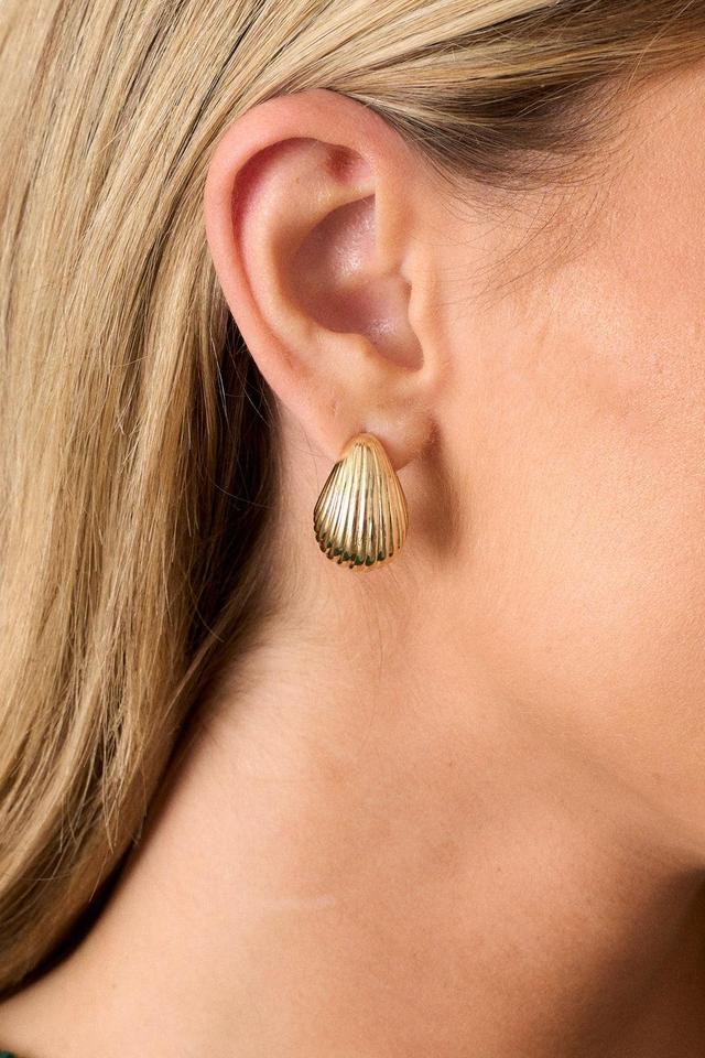 Wavy Wonder Gold Textured Earrings Product Image