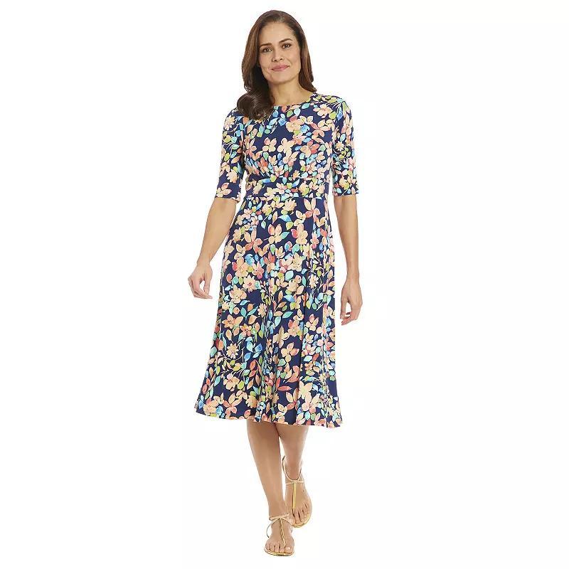 Womens London Times Printed Midi A-Line Dress Product Image