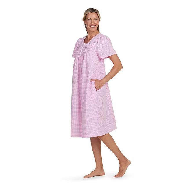 Womens Miss Elaine Essentials Seersucker Short Snap Robe Product Image