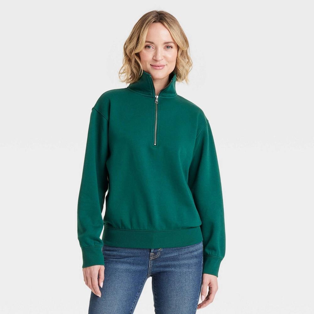 Womens Leisure Studio Quarter Zip Pullover Sweatshirt - Universal Thread Dark XS Product Image