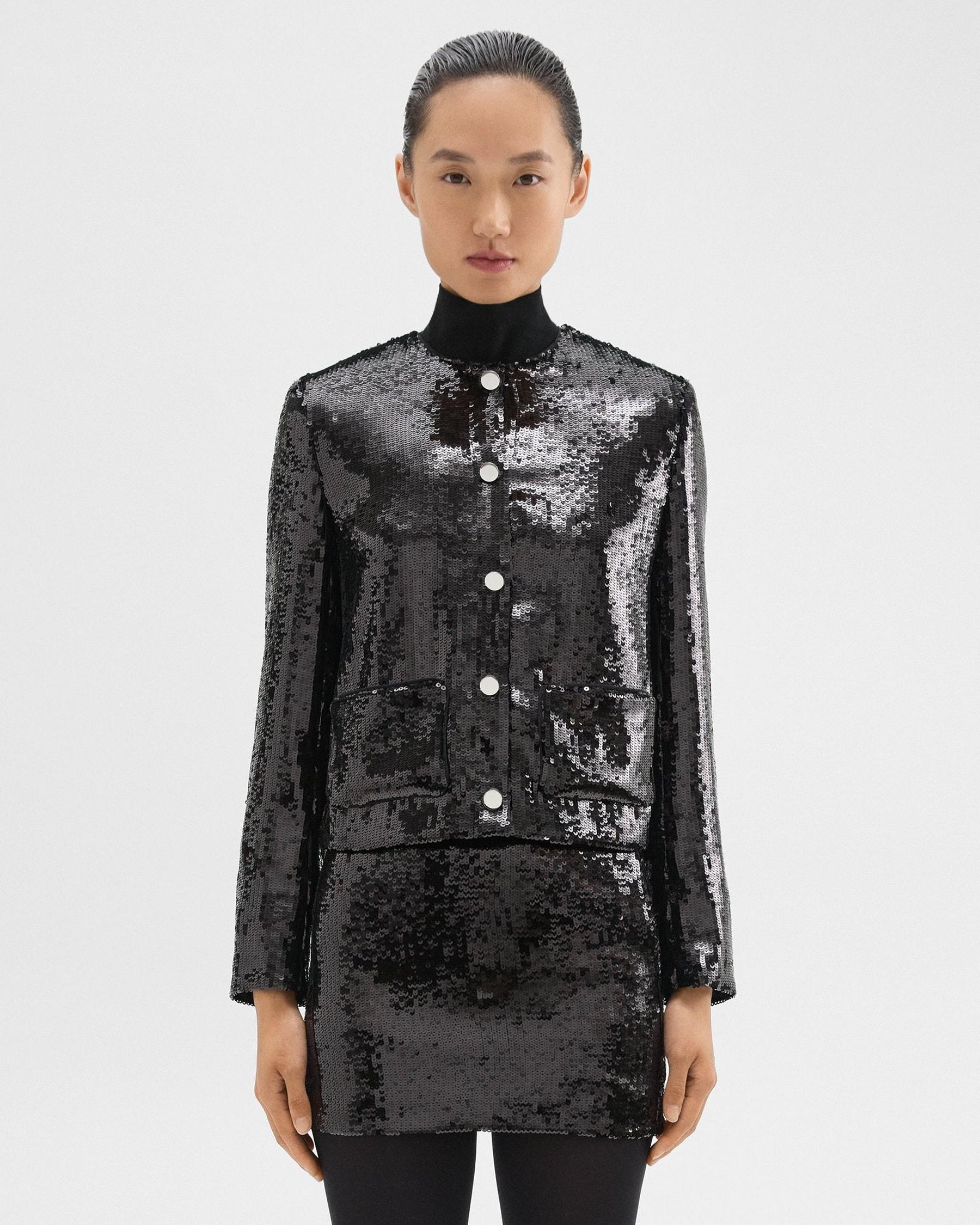 Cropped Jacket in Recycled Sequins Product Image