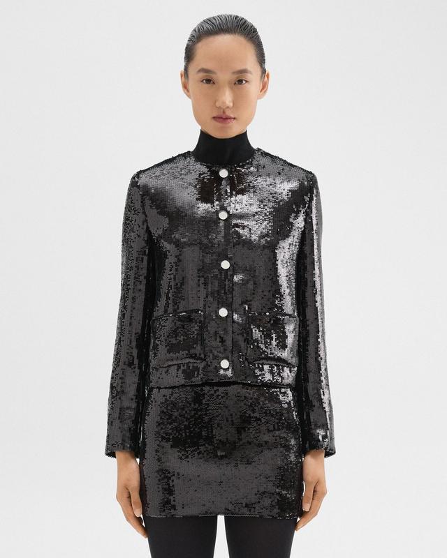 Cropped Jacket in Recycled Sequins Product Image