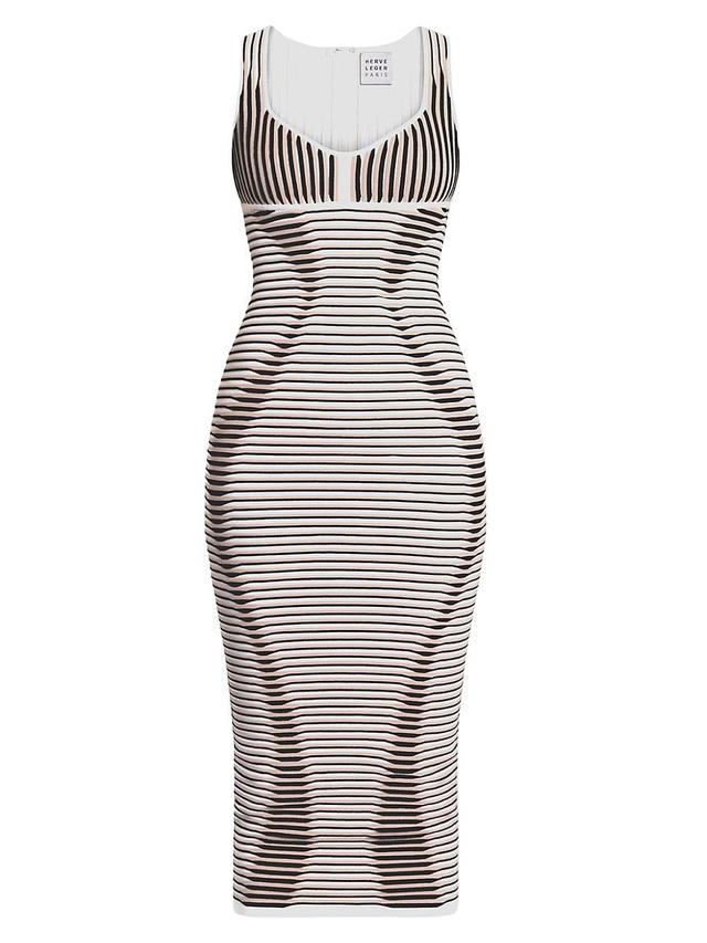 Womens 3D Layered Striped Midi-Dress Product Image