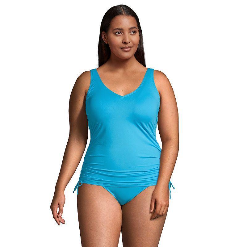 Womens Lands End Ruched-Sides V-Neck UPF 50 Tankini Swimsuit Top Product Image