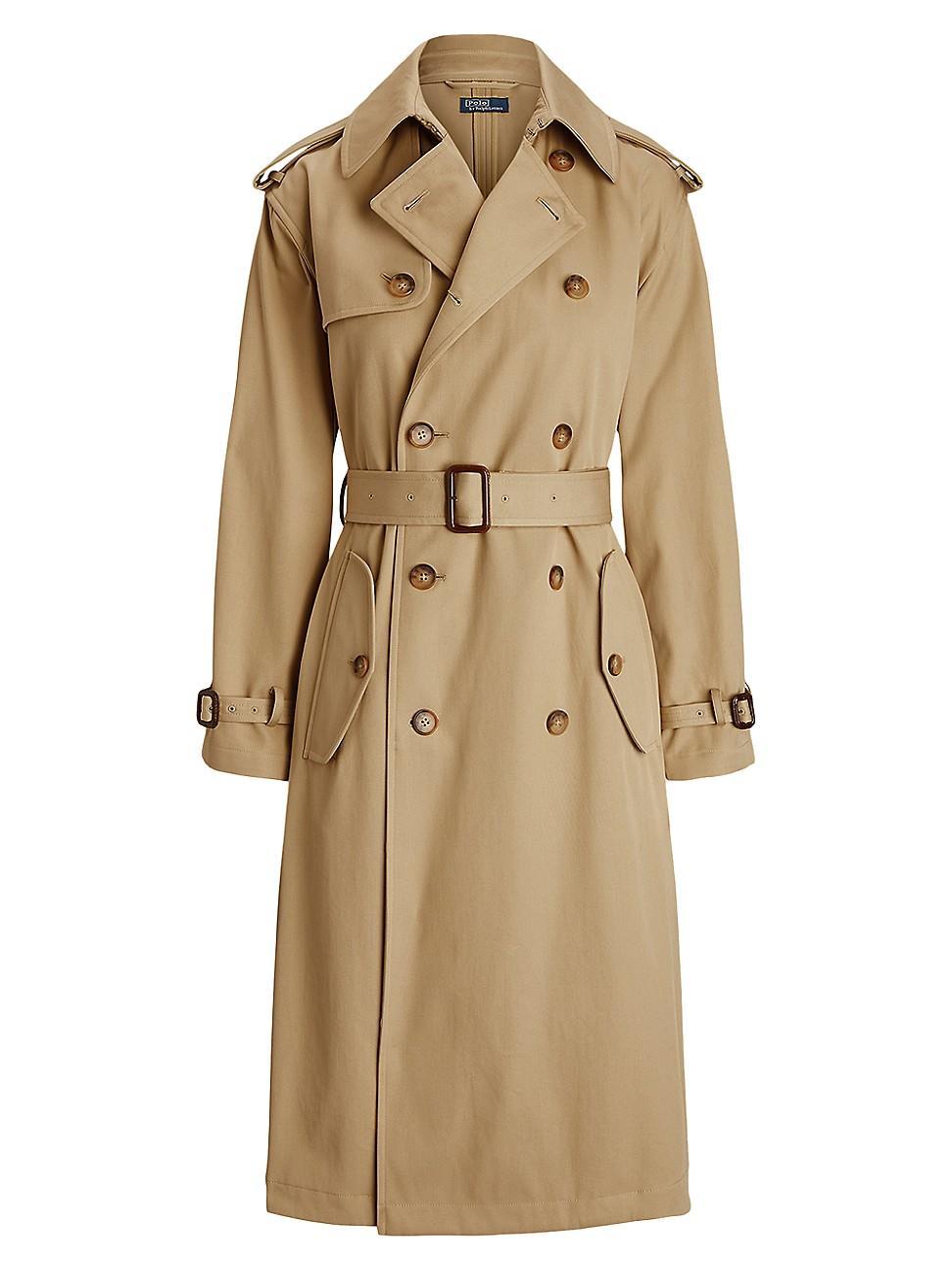 Womens Twill Double-Breasted Trench Coat Product Image