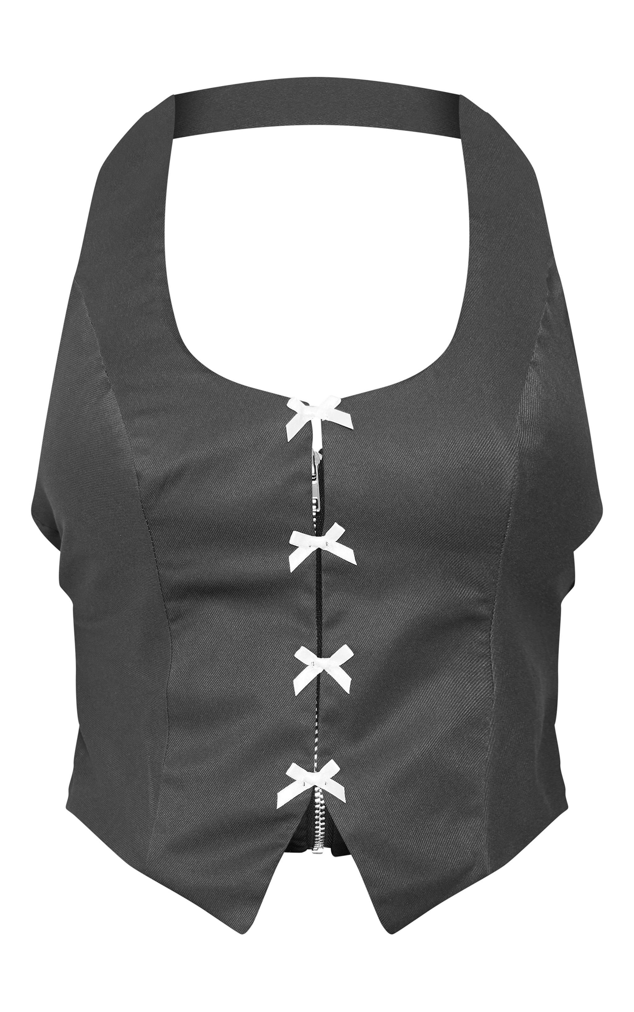 Charcoal Halter Neck Bow Detail Corset Product Image