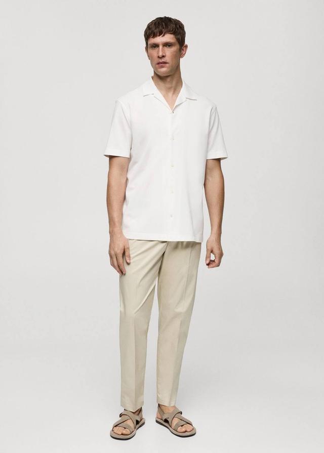 MANGO MAN - Short sleeved cotton shirt ecruMen Product Image