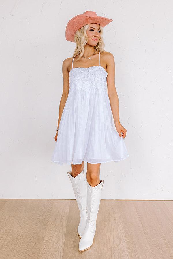 Coastal Flair Eyelet Mini Dress in White Product Image