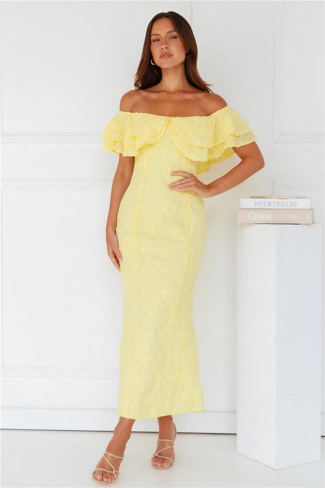 Moment Of Dance Off Shoulder Maxi Dress Yellow Product Image