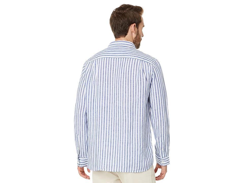 Vineyard Vines Stripe Linen Tisbury Shirt (Stripe Blue Bay 37) Men's Jacket Product Image