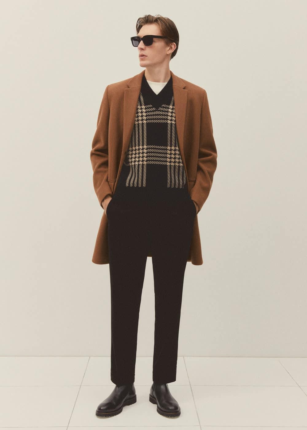 MANGO MAN - Long recycled wool coat medium brownMen Product Image