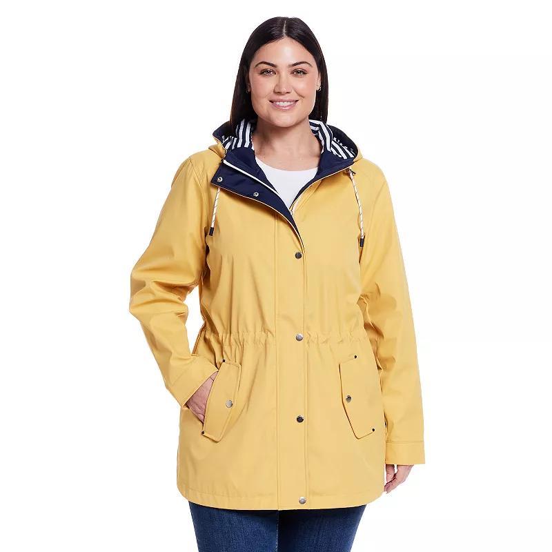 Plus Size Weathercast Hooded Nautical Anorak Jacket, Womens Med Blue Product Image