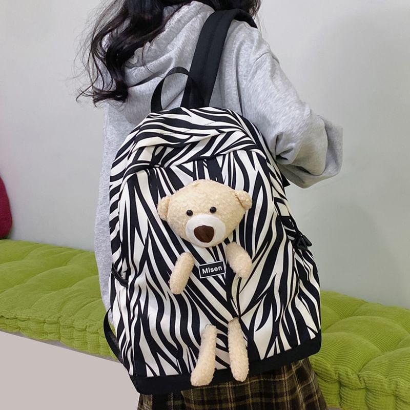 Patterned Bear Accent Nylon Backpack product image