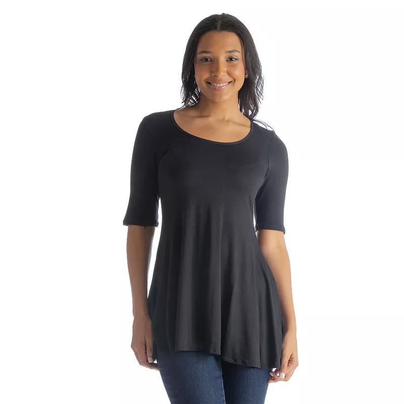 Womens 24Seven Comfort Apparel Elbow Sleeve Swing Tunic Top Product Image